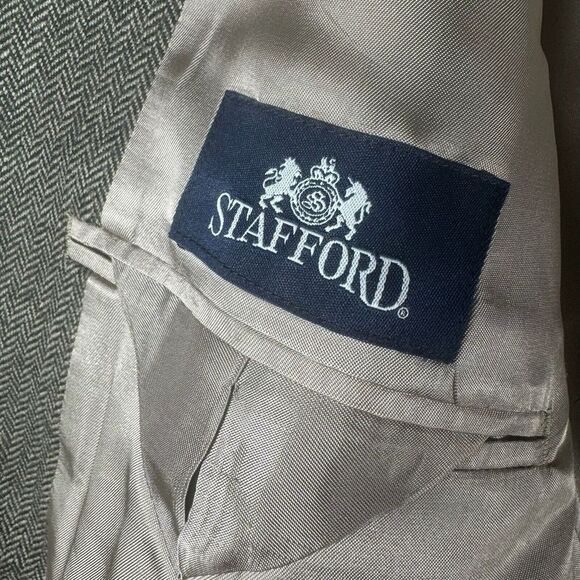 Stafford Sport Coat 44S Merino Wool Brown Birdseye 3 Button Classic Fit Blazer - Picture 9 of 12
